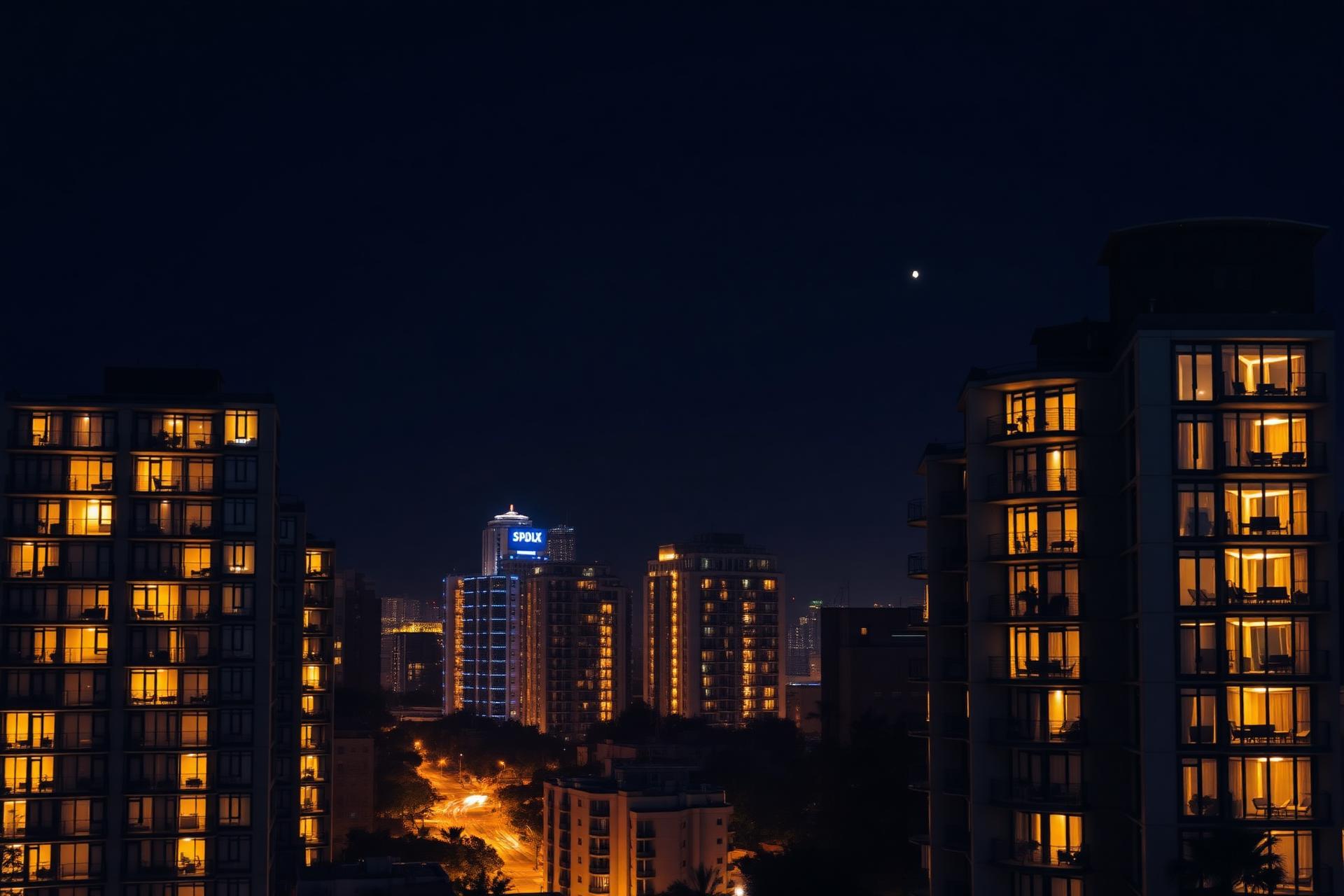 Illuminated investment property skyline at night